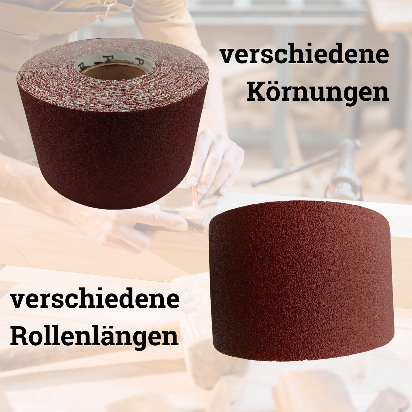 Premium-Schleifpapier Rolle │ 1 Stück │ 115 mm │ 2 Längen (10m und 25m) │ 6 Körnungen
