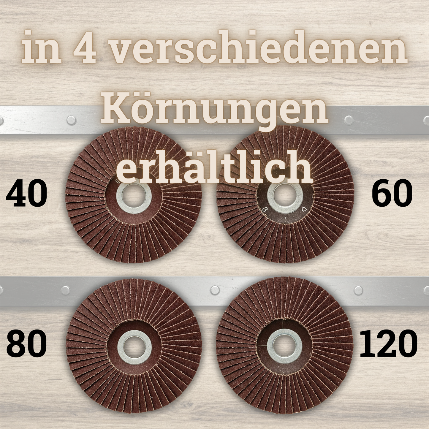 10/20 Stück Standard Fächerscheiben / Ø 125 mm x 22,23 mm / braun