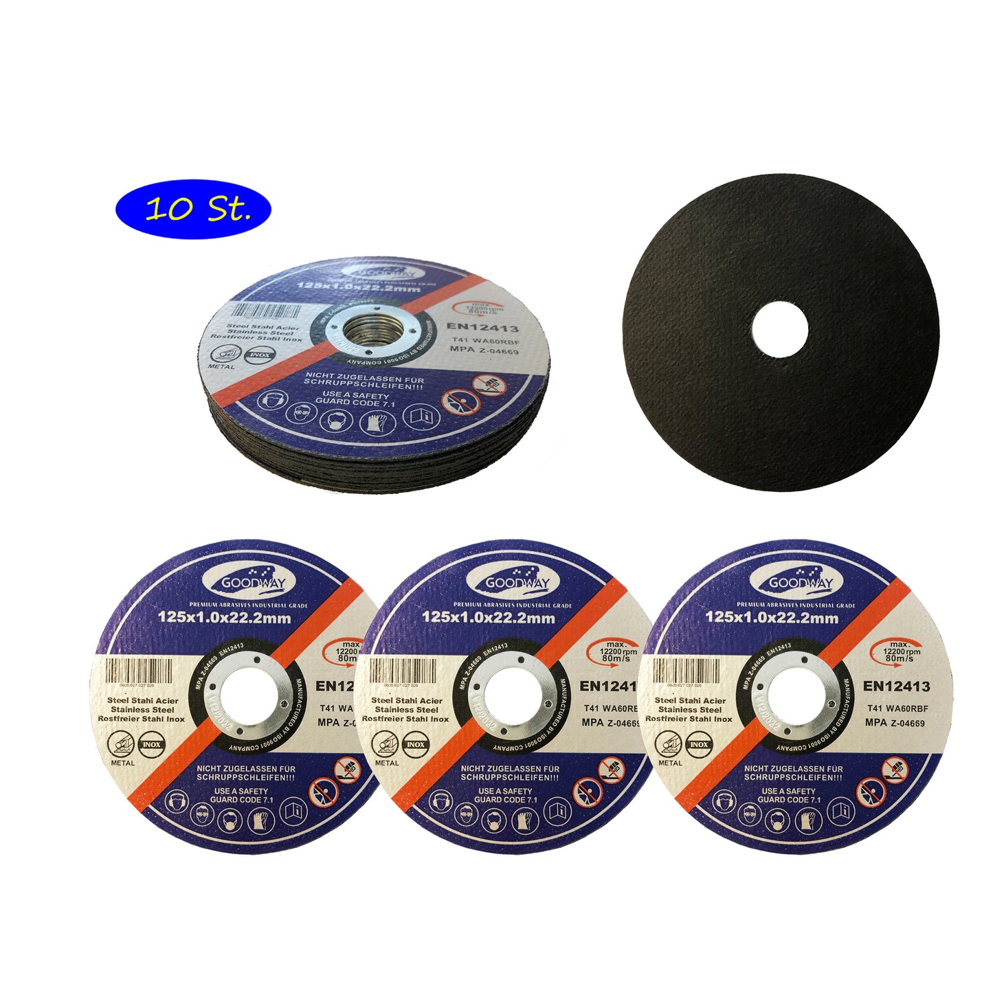 Profi-Trennscheiben │ Ø 125mm x 1,0 mm x 22,2 mm, 1,0 mm dünn │ 10 Stück │ für Flex, Trenn- und Winkelschleifer │ Inox │ Schneidscheiben │ Flexscheibe