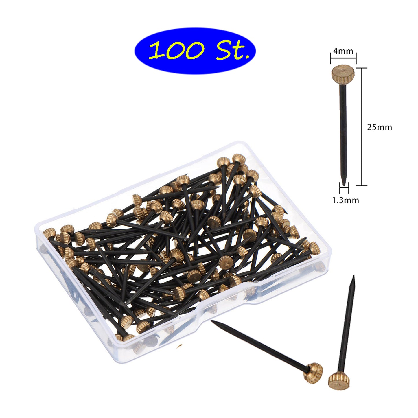 Bildnägel │25 mm L x Ø 4 mm │ schwarz mit Kupferkopf │ 20 Stück