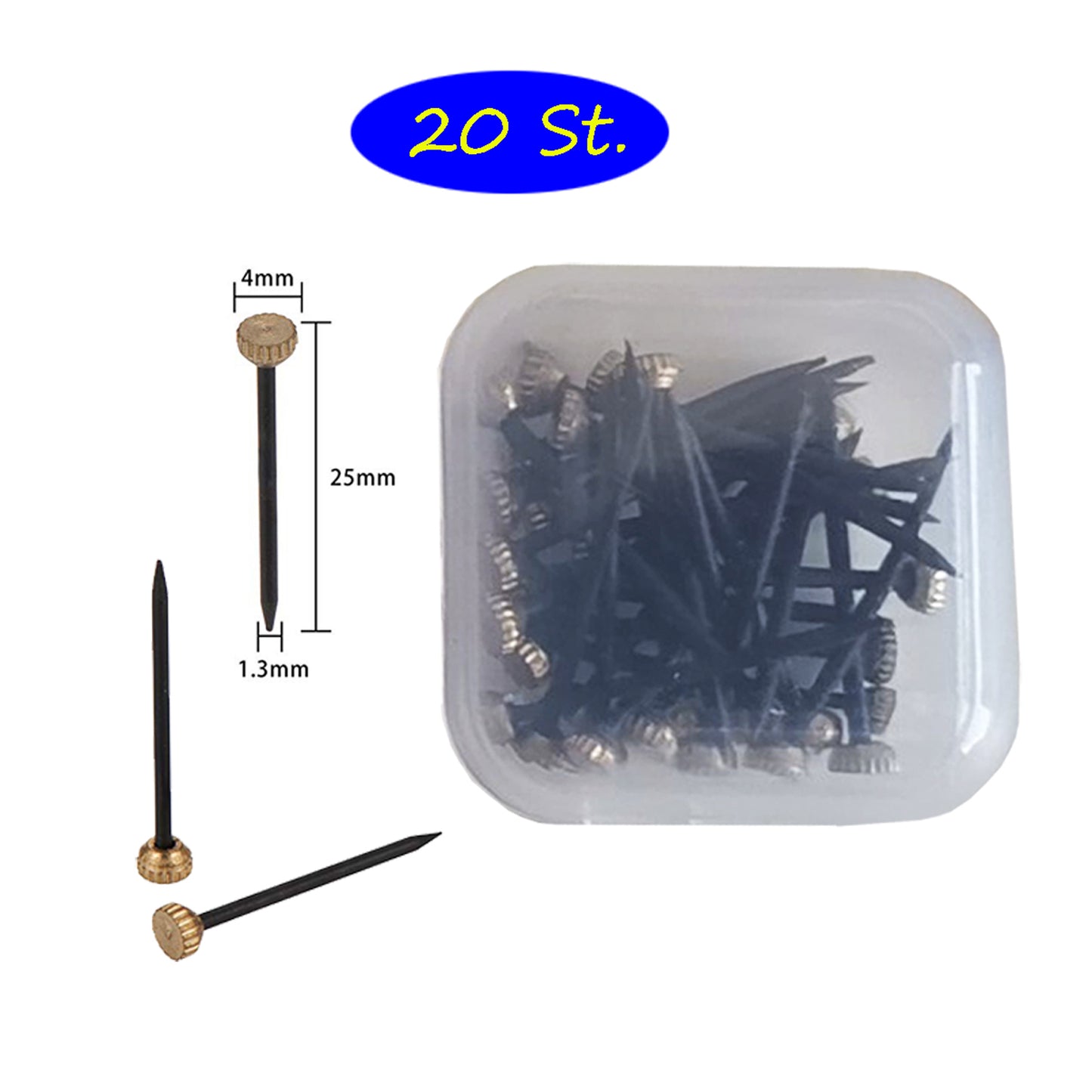 Bildnägel │25 mm L x Ø 4 mm │ schwarz mit Kupferkopf │ 100 Stück
