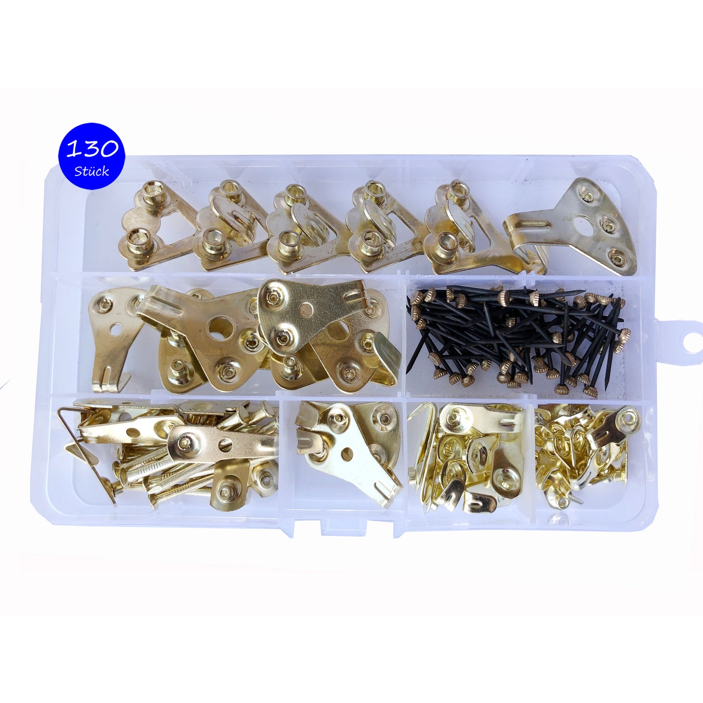 Bildaufhänger mit Schrauben │ gold │ 130 Stück