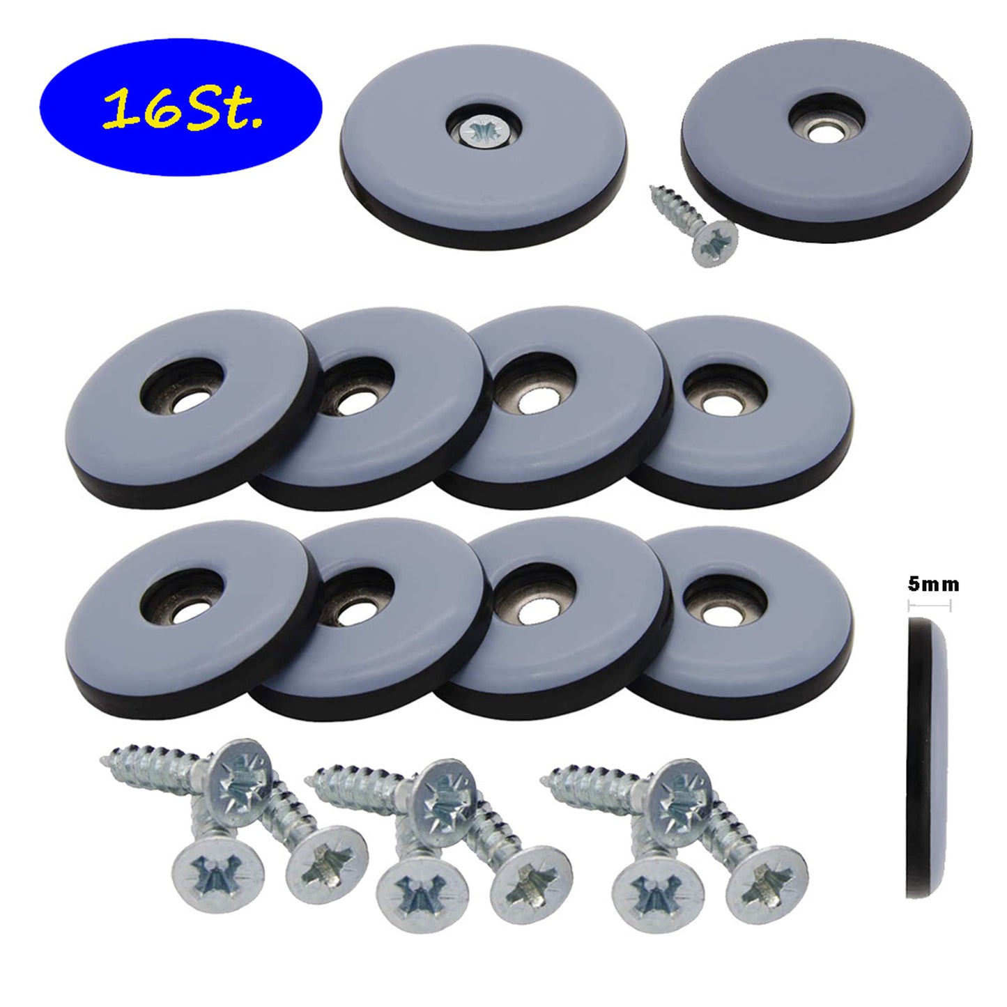 Teflongleiter Ø30mm mit Schrauben, 16 Stück
