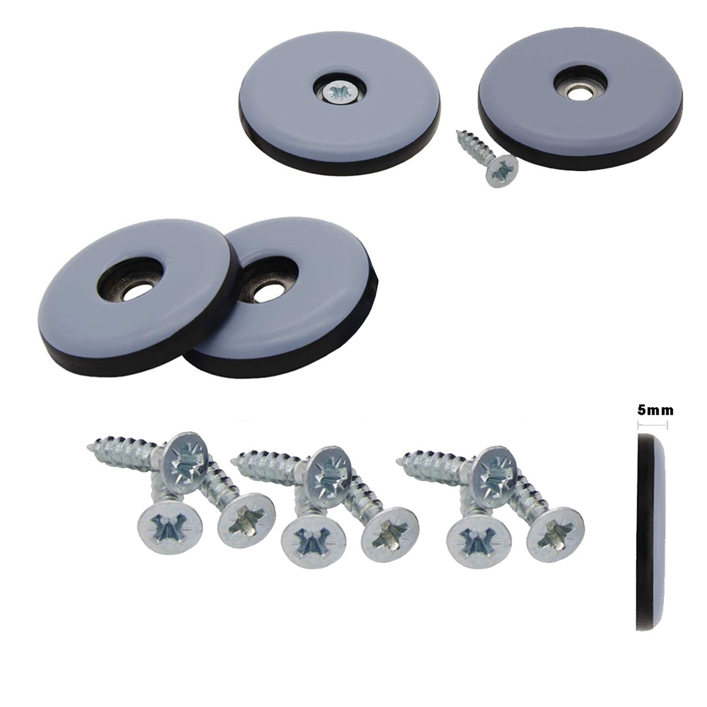 Teflongleiter Ø50mm mit Schrauben, 4 Stück