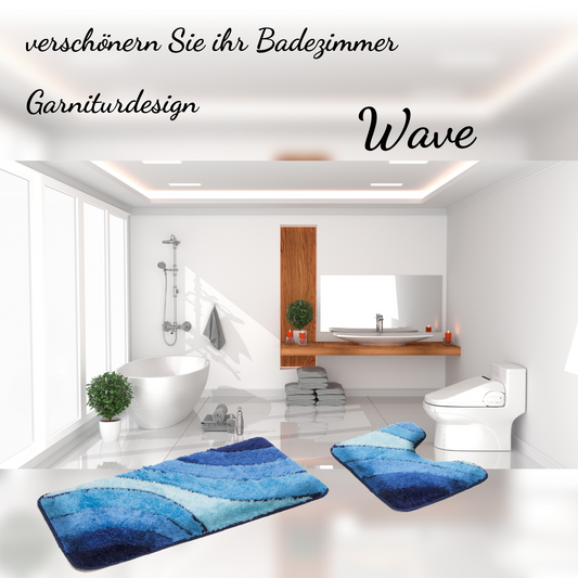 Bademattenset Wave 2-tlg., 50x90 cm und 50x45 cm verschiedene Farben und Ausführungen