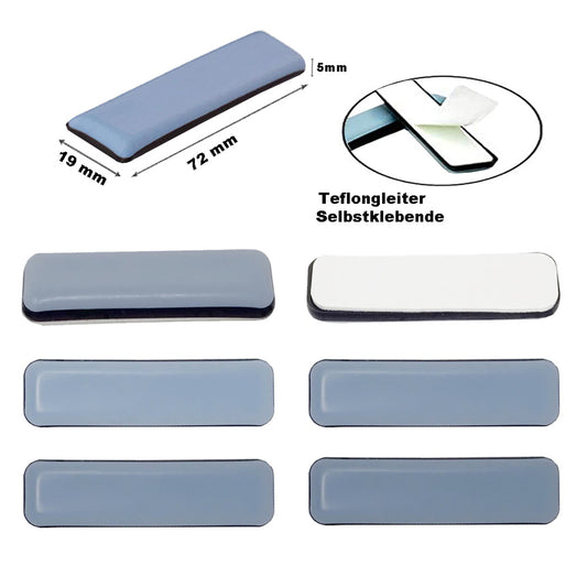 Teflongleiter 19x72mm, selbstklebend,16 Stück.