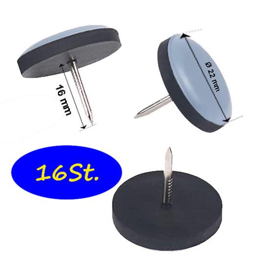 Teflongleiter Ø22mm mit Nägel, 16 Stück