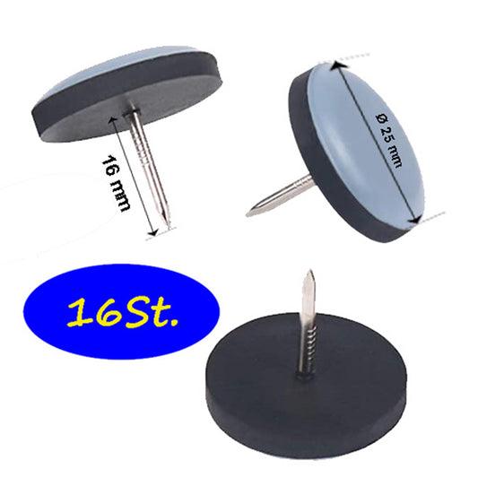 Teflongleiter Ø30mm mit Nägel, 16 Stück